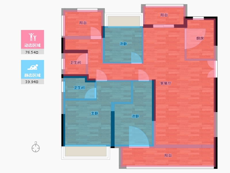 湖南省-衡阳市-大衡城邦-104.17-户型库-动静分区