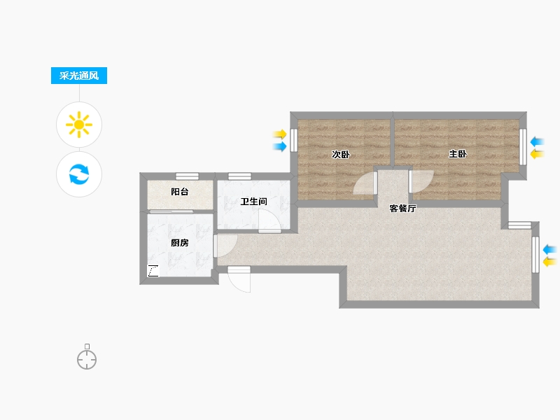 天津-天津市-富力又一城合茂园-66.00-户型库-采光通风