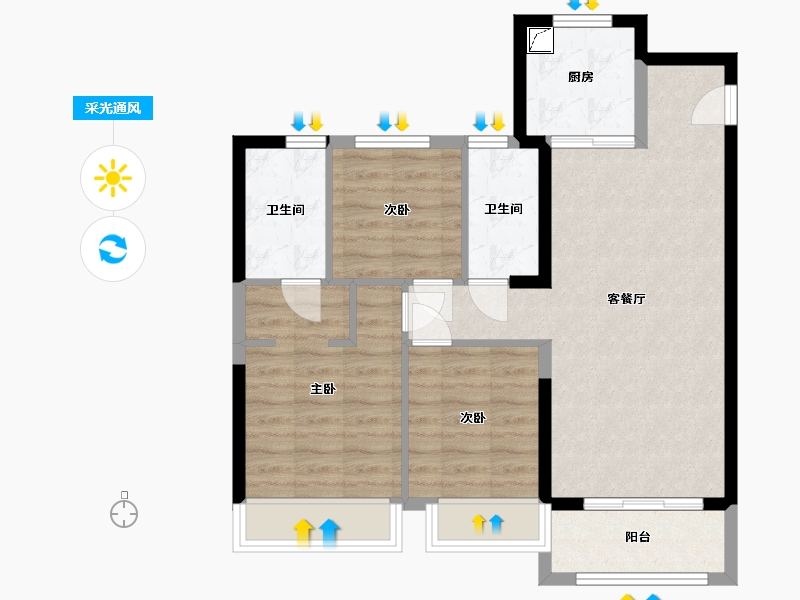 江苏省-南京市-语山棠-90.00-户型库-采光通风