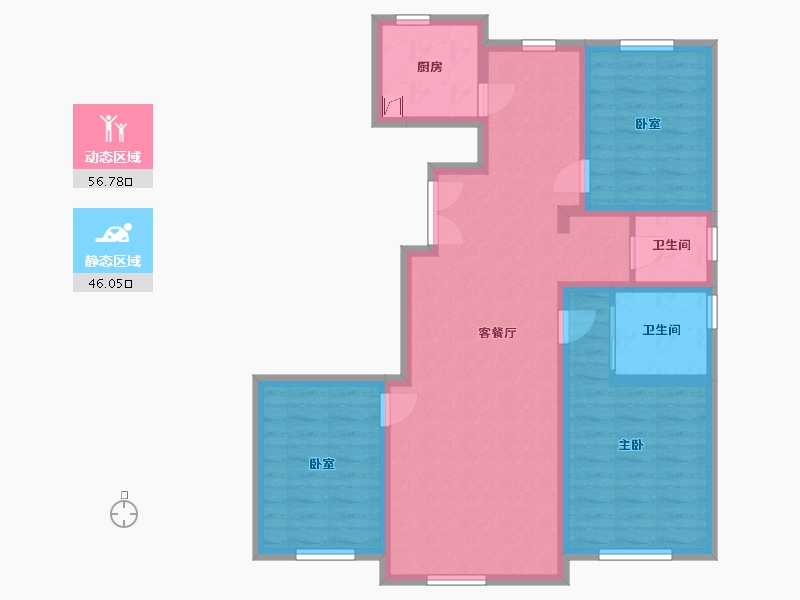 内蒙古自治区-包头市-都市庭苑-101.75-户型库-动静分区