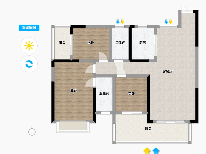 湖南省-邵阳市-壹号府邸-120.00-户型库-采光通风