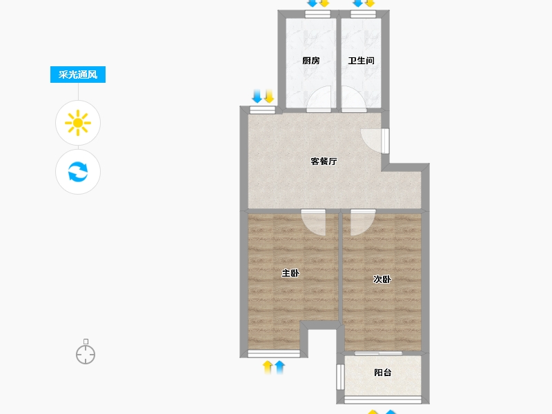 浙江省-杭州市-秀月家园-南区-60.00-户型库-采光通风