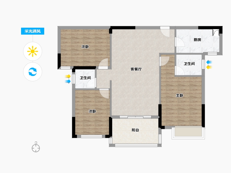 湖北省-随州市-山水国际-116.00-户型库-采光通风