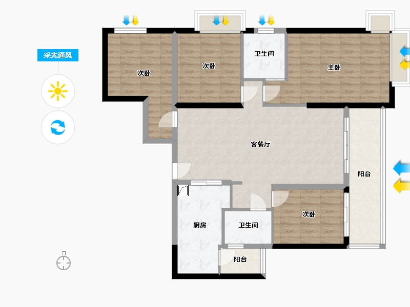 湖南省-衡阳市-合兴·公园里-65.00-户型库-采光通风