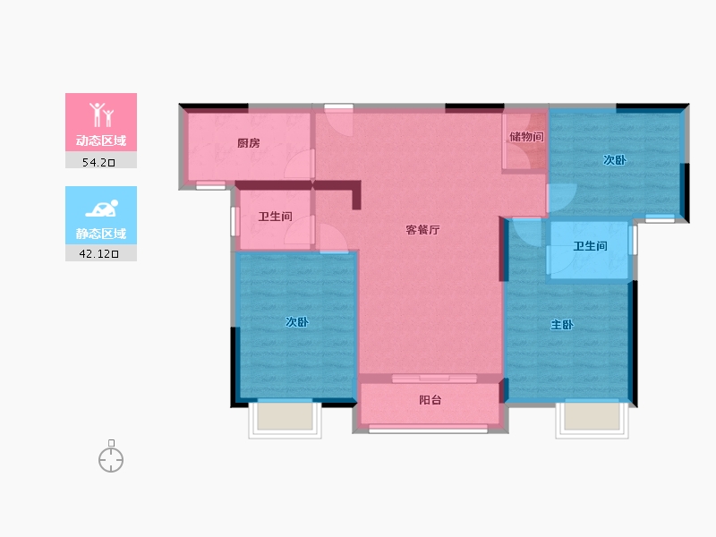 湖北省-武汉市-秀水青成-80.00-户型库-动静分区