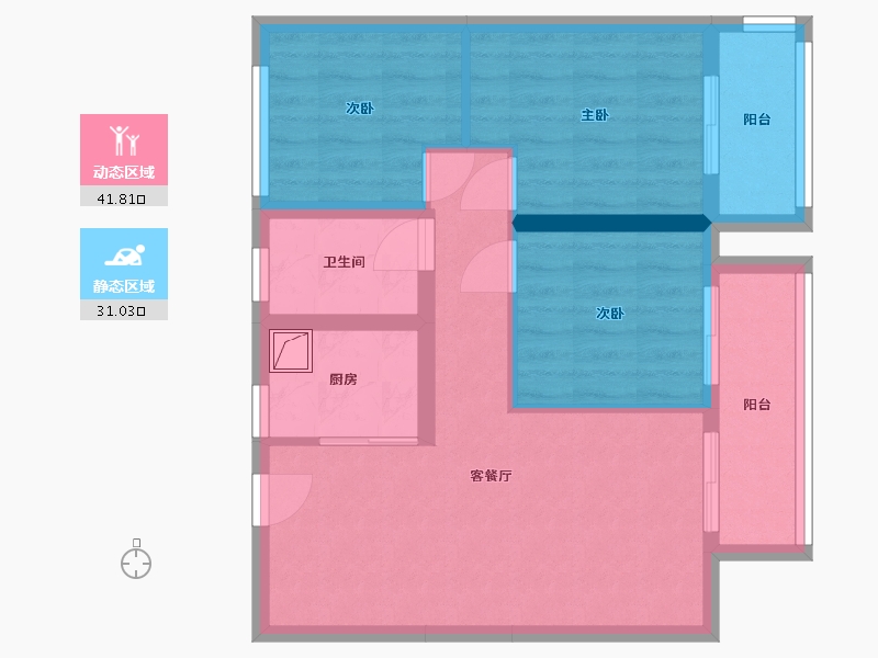 浙江省-金华市-铂瑞花园-64.49-户型库-动静分区