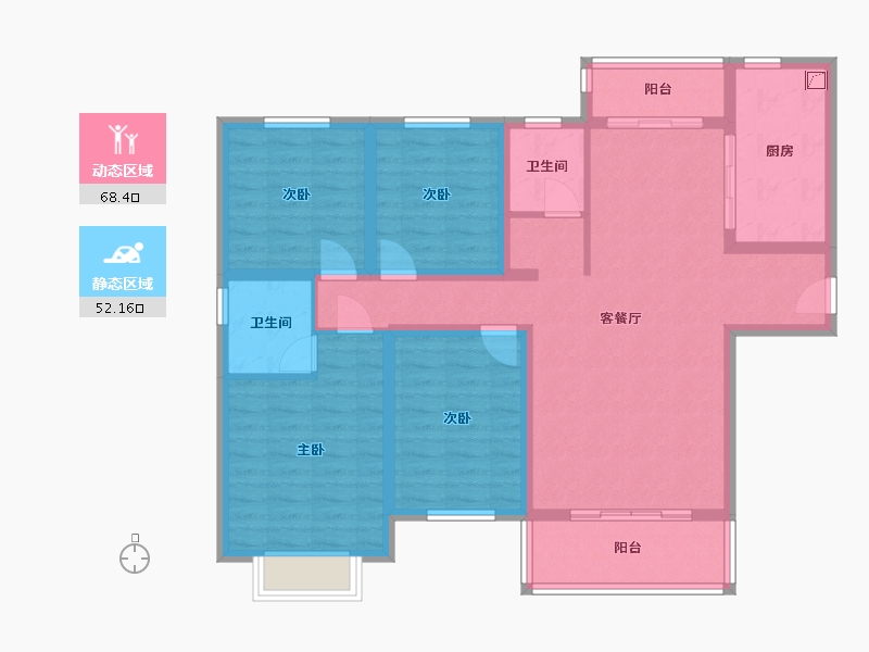 陕西省-渭南市-上上国风九号院-125.00-户型库-动静分区