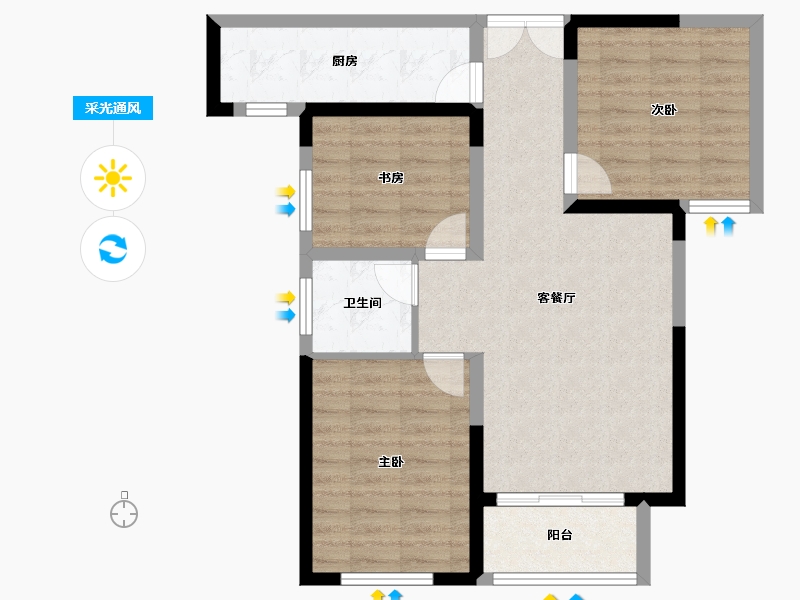 陕西省-咸阳市-城市广场-80.00-户型库-采光通风