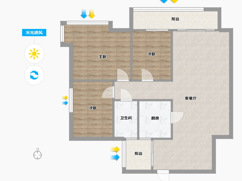 四川省-成都市-佳兆业·丽晶港-74.00-户型库-采光通风