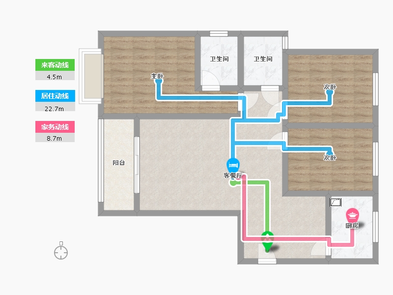 陕西省-宝鸡市-永清村小区-80.00-户型库-动静线