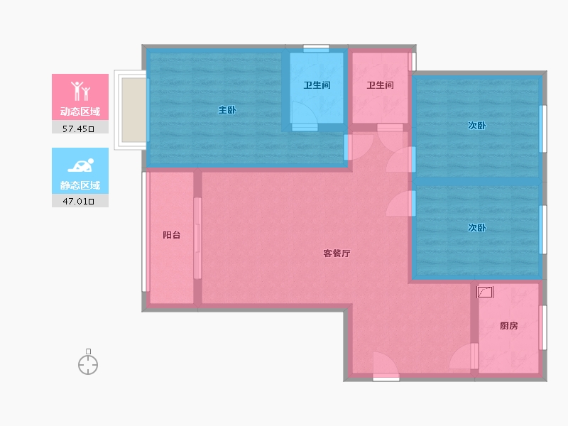 陕西省-宝鸡市-永清村小区-80.00-户型库-动静分区