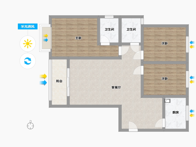 陕西省-宝鸡市-永清村小区-80.00-户型库-采光通风