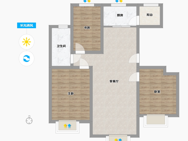 新疆维吾尔自治区-阿勒泰地区-学府天骄-89.00-户型库-采光通风