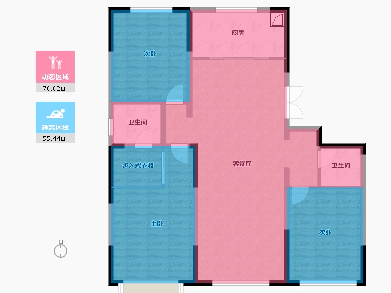 内蒙古自治区-鄂尔多斯市-梦圆时代-125.00-户型库-动静分区