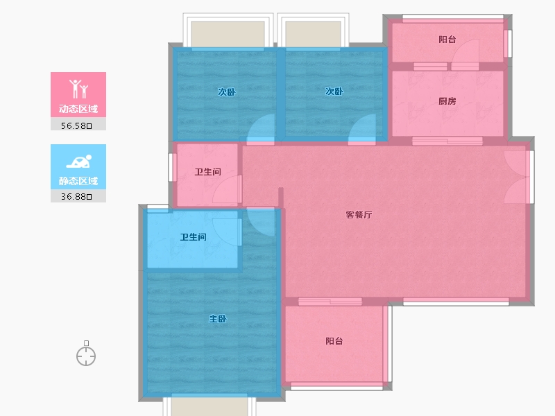 重庆-重庆市-龙湖紫云赋-89.00-户型库-动静分区