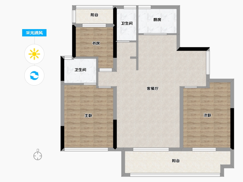 安徽省-六安市-状元府小区-111.00-户型库-采光通风