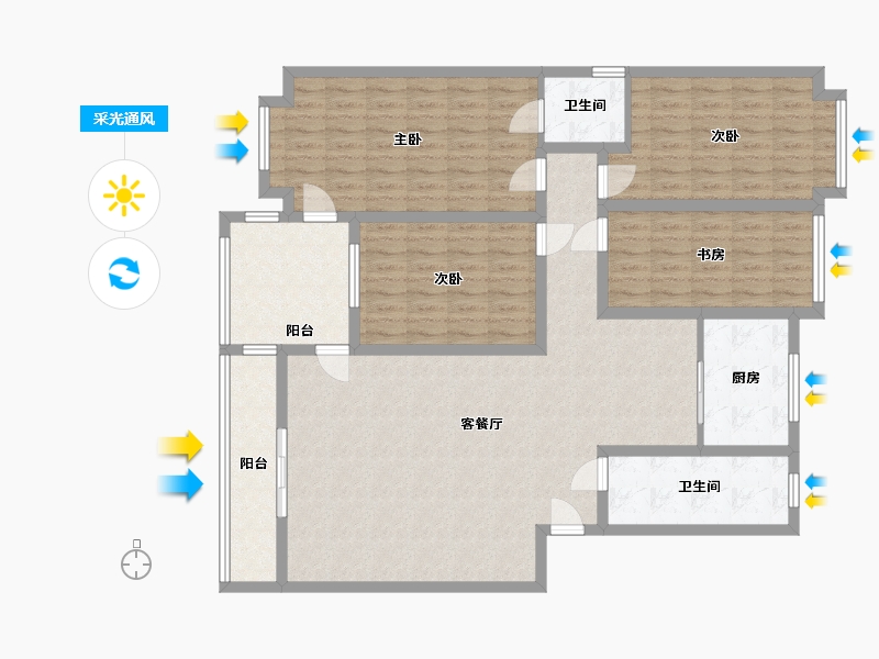 山东省-德州市-华夏新城(B区)-160.00-户型库-采光通风