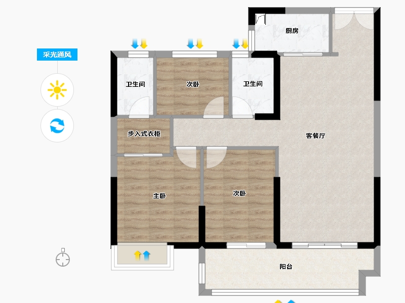 广西壮族自治区-梧州市-未来城-90.00-户型库-采光通风