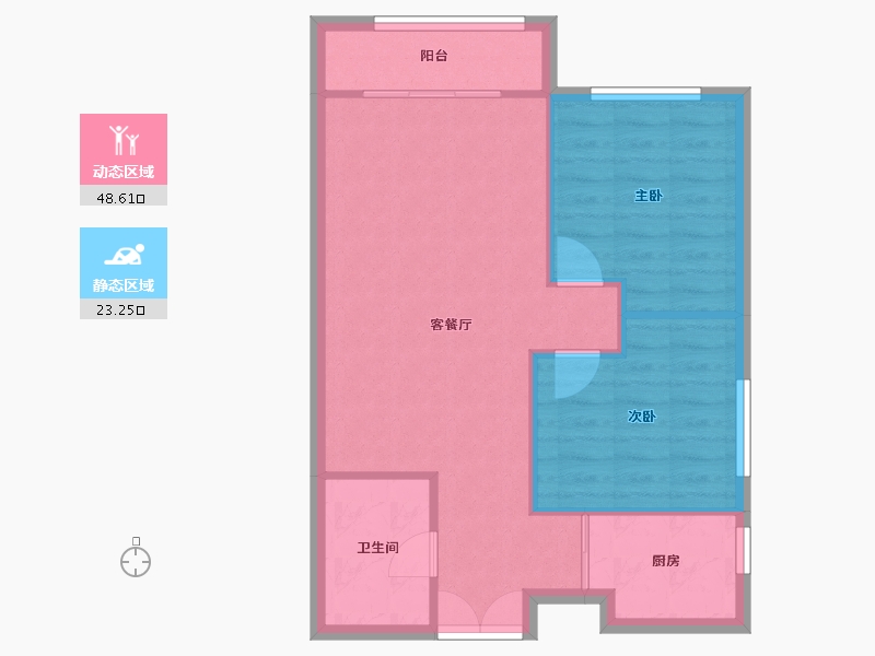 陕西省-西安市-中贸广场5号楼-1单元-90.00-户型库-动静分区