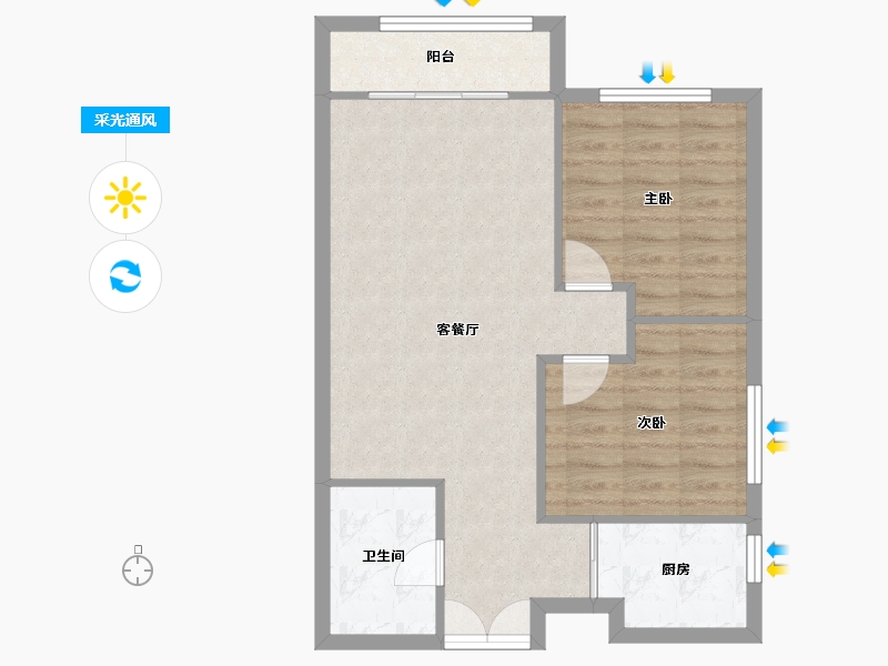 陕西省-西安市-中贸广场5号楼-1单元-90.00-户型库-采光通风