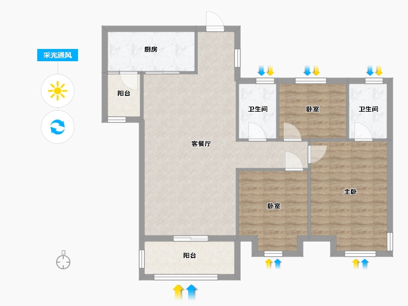 湖南省-株洲市-碧桂园醴陵府-95.00-户型库-采光通风