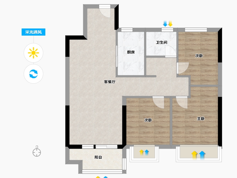 浙江省-嘉兴市-翡翠风华城-69.00-户型库-采光通风