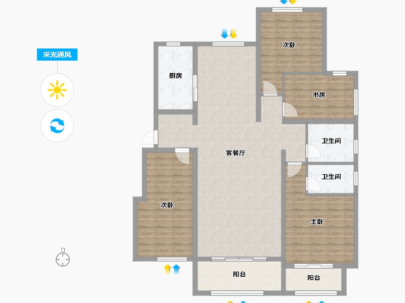 山东省-滨州市-水邑华庭-140.00-户型库-采光通风