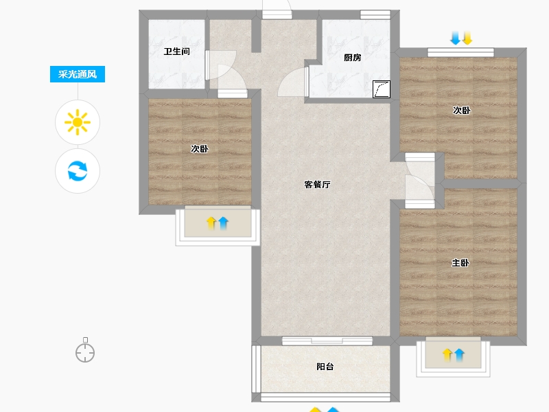 山西省-太原市-太行悦泉苑-79.33-户型库-采光通风