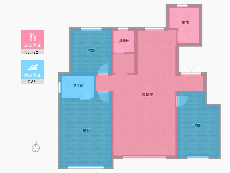 内蒙古自治区-赤峰市-御湖郡-108.00-户型库-动静分区