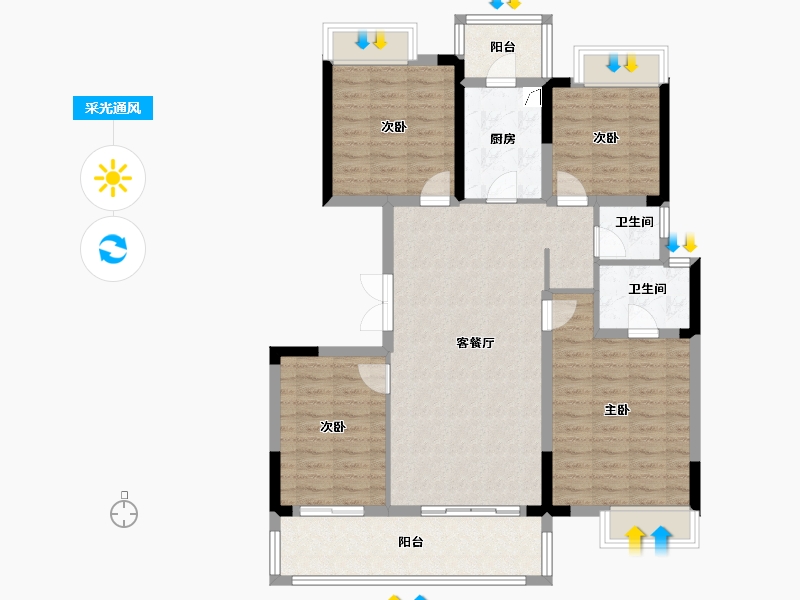 四川省-成都市-人居越秀紫云府-115.00-户型库-采光通风