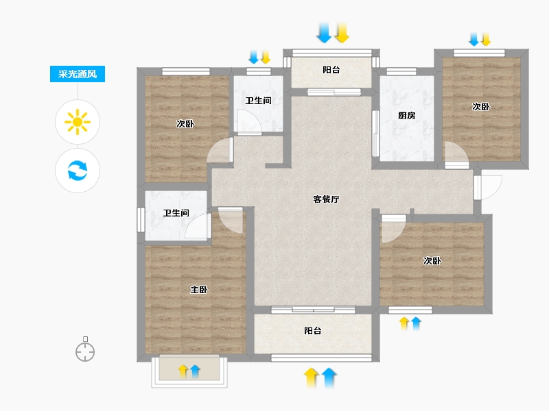 陕西省-宝鸡市-锦和春天-88.00-户型库-采光通风