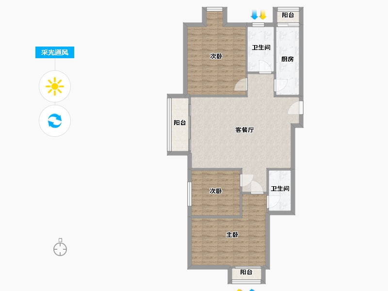 北京-北京市-金泰城丽湾-98.00-户型库-采光通风