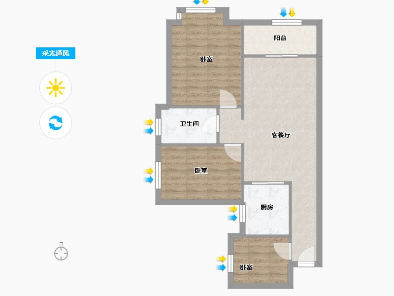 广东省-中山市-万科柏悦湾-60.00-户型库-采光通风