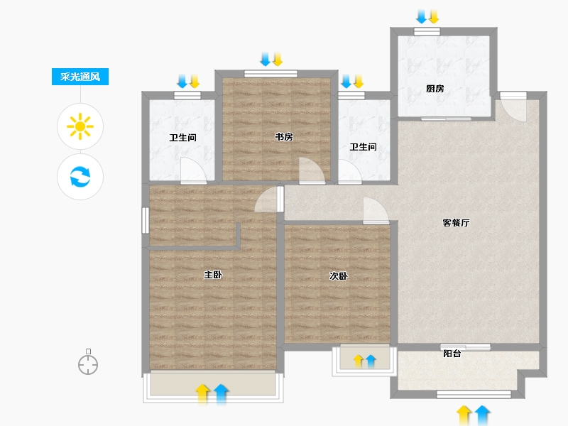 江苏省-连云港市-中梁·郁洲壹号院-117.00-户型库-采光通风