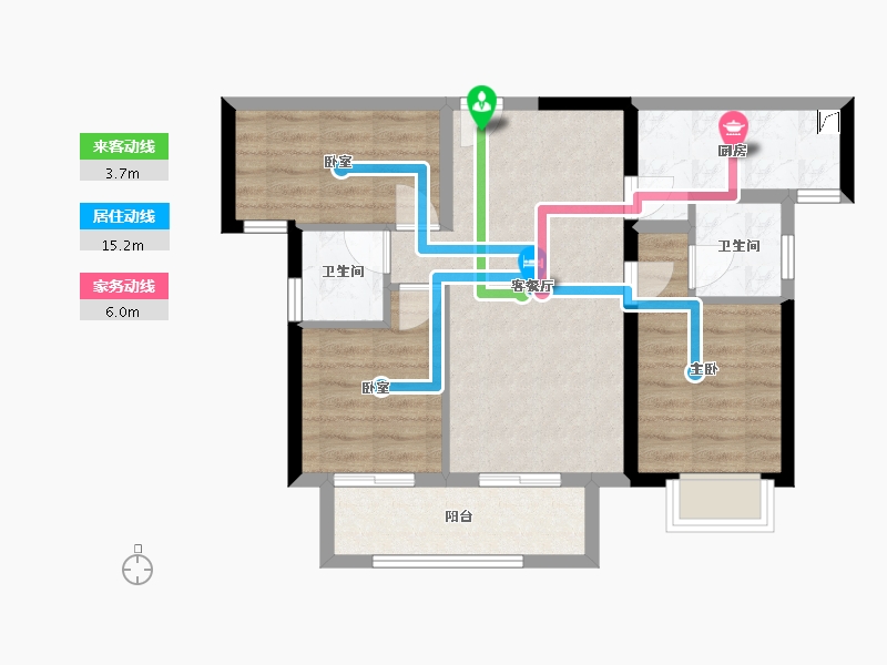 福建省-福州市-世贸熙湖-65.00-户型库-动静线