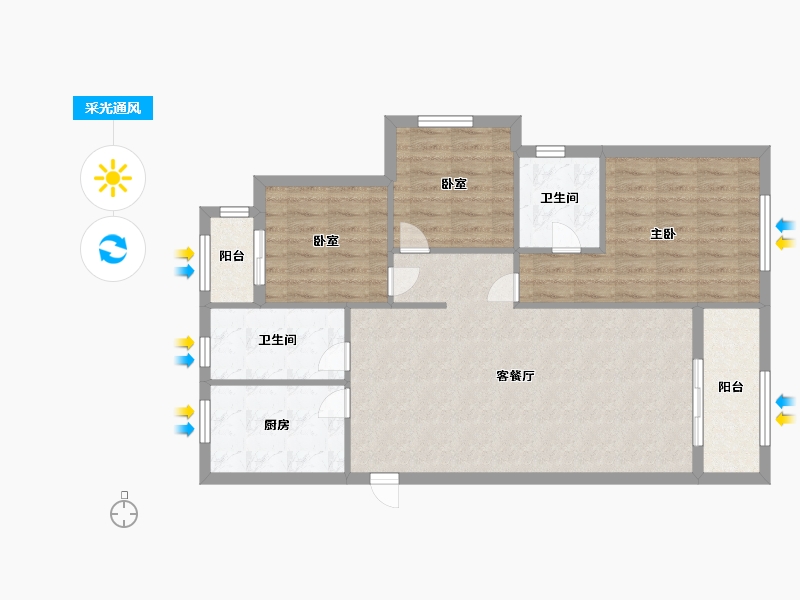 河南省-漯河市-绿城玫瑰园-90.00-户型库-采光通风