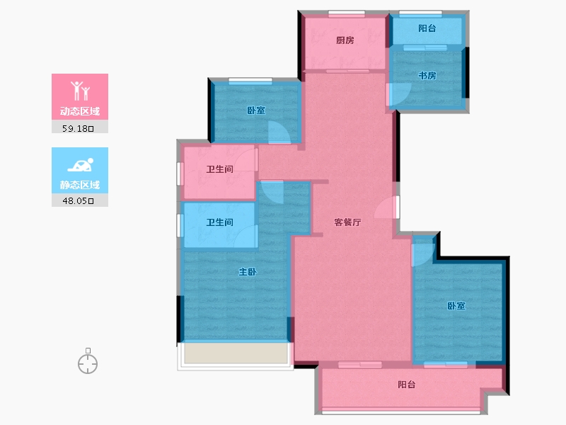 浙江省-绍兴市-鉴湖南苑-122.00-户型库-动静分区