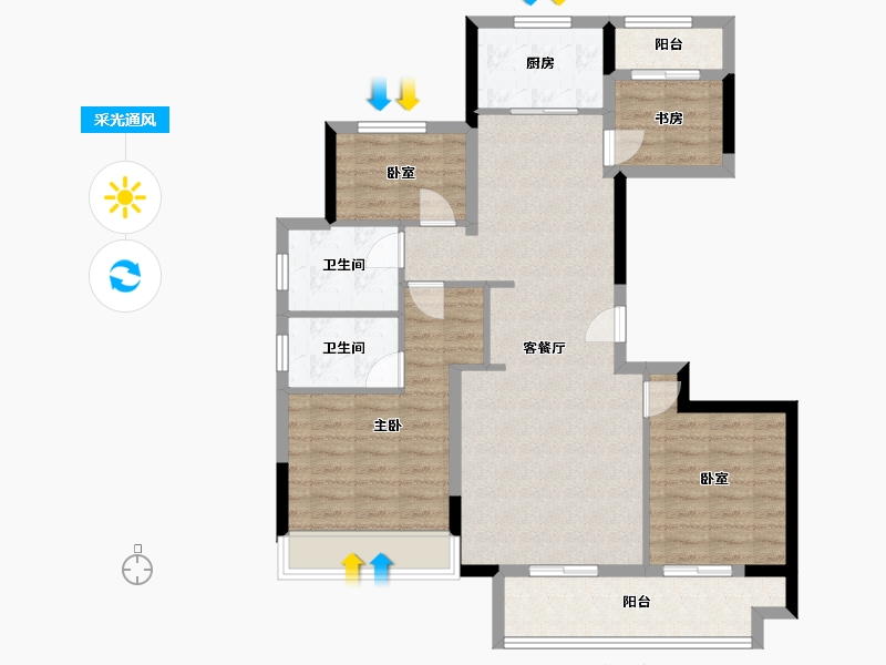 浙江省-绍兴市-鉴湖南苑-122.00-户型库-采光通风