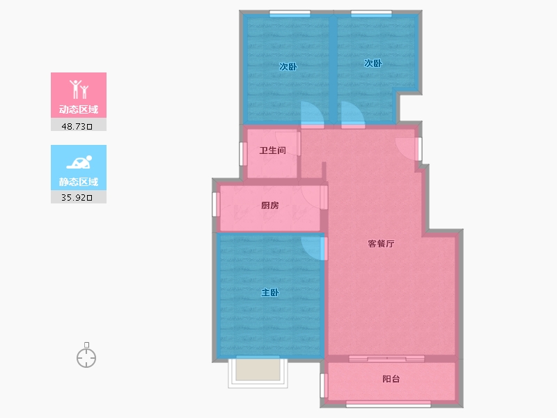 河北省-唐山市-安联江山樾-85.60-户型库-动静分区