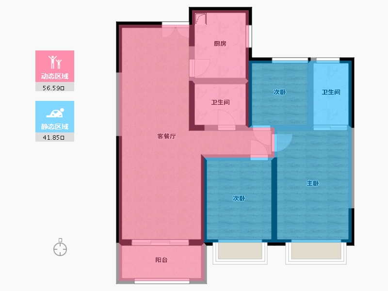 陕西省-西安市-沣华熙城-87.00-户型库-动静分区