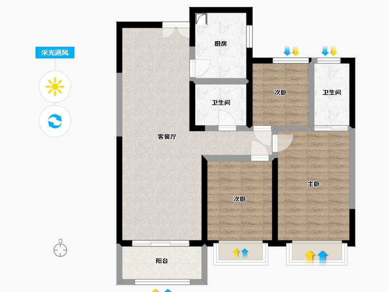 陕西省-西安市-沣华熙城-87.00-户型库-采光通风