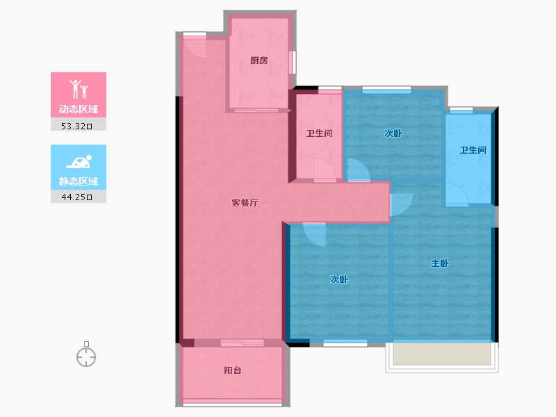 山东省-菏泽市-龙翔·中央檀府-88.00-户型库-动静分区