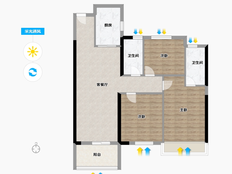 山东省-菏泽市-龙翔·中央檀府-88.00-户型库-采光通风