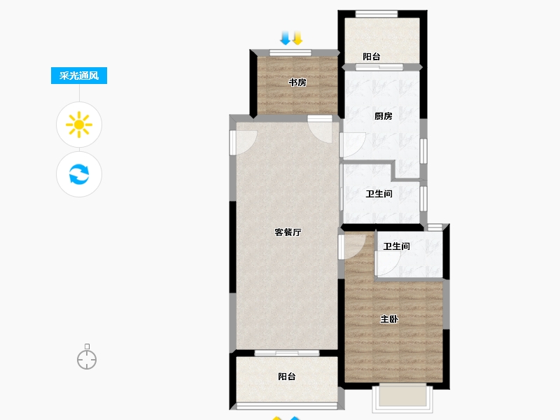 浙江省-宁波市-中旅城3期-82.00-户型库-采光通风