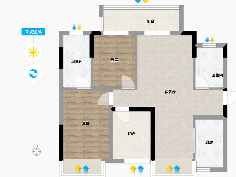 广东省-佛山市-中交白兰春晓-68.85-户型库-采光通风