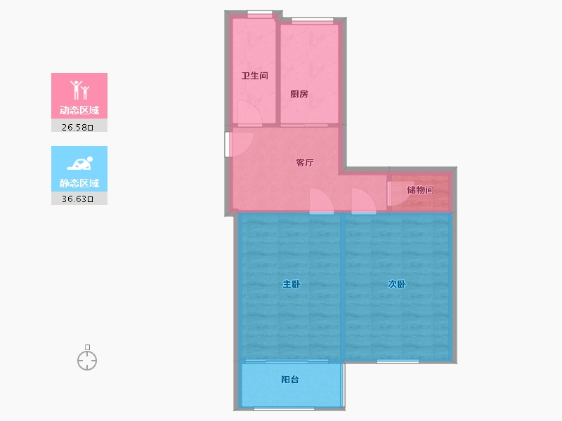 江苏省-南京市-武定新村-55.68-户型库-动静分区