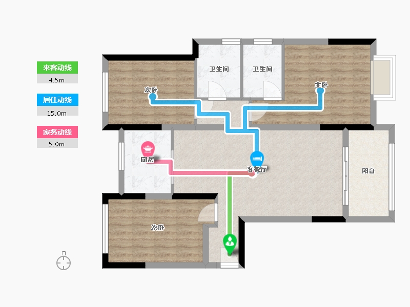 湖北省-武汉市-天汇龙城-95.75-户型库-动静线