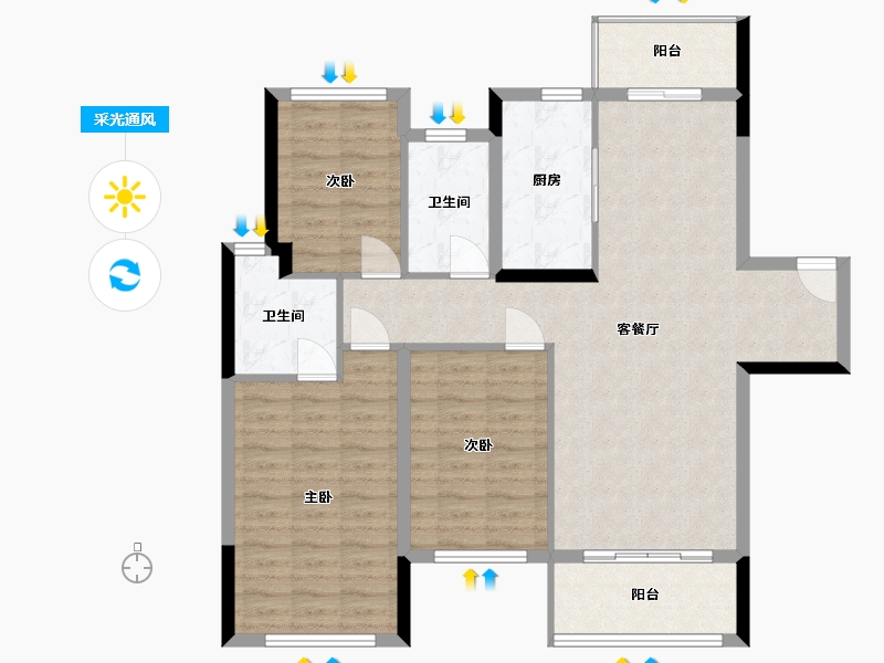 湖北省-武汉市-中城时代-94.66-户型库-采光通风