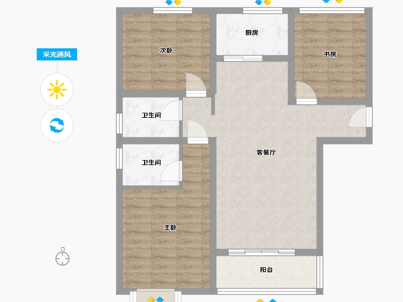 陕西省-宝鸡市-育才天悦府2期-120.00-户型库-采光通风