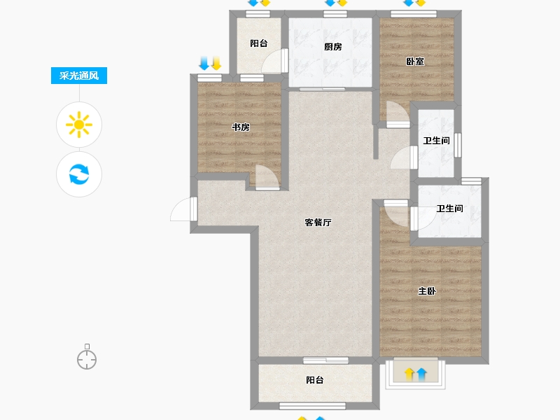 山西省-太原市-太行悦泉苑-105.00-户型库-采光通风